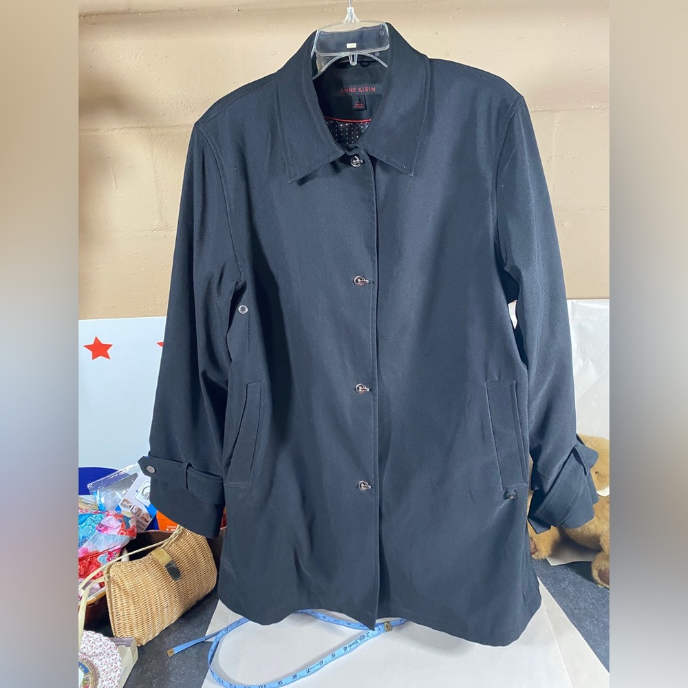 Anne Klein Black Trench Size Large